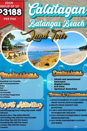2D1N Calatagan Beach, Philippines Land Tour