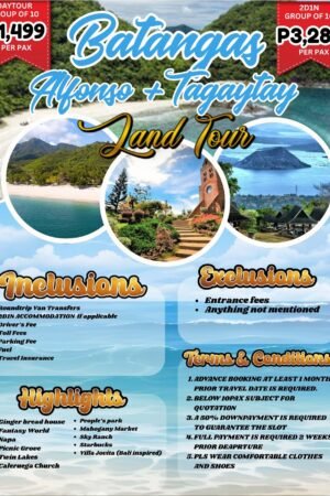 2D1N | DAY TOUR: Batangas – Alfonso – Tagaytay (Philippines) Land Tour